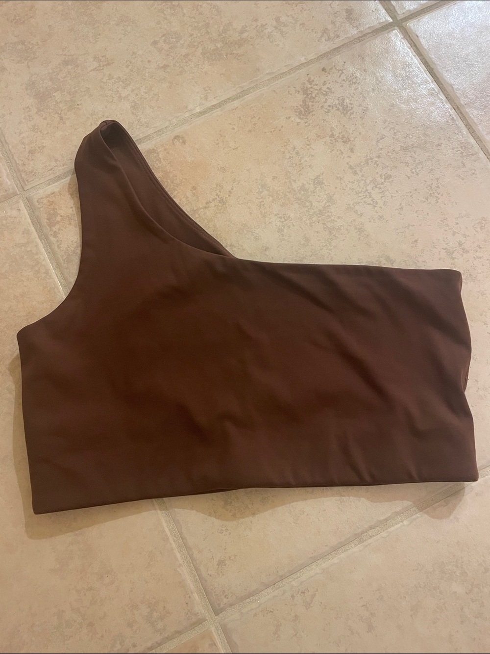 Girlfriend Collective One-Shoulder Bra in Brown